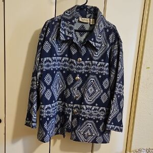Tantrums Navy and Cream Patterned Jacket
